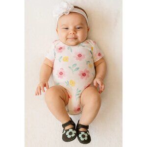 Pediped Originals Caroline Baby Girls Crib Shoes Size 0-6M Brown Blue Floral